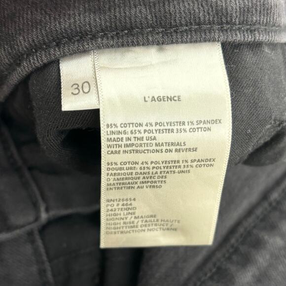 L’agence High Line Jeans in Black Onyx Distressed High Waisted Ankle 30 - Picture 7 of 14